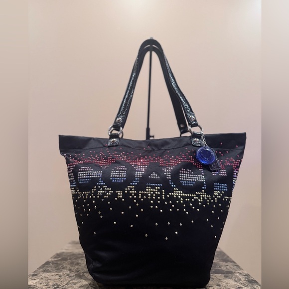Coach Holiday Poppy Tote with Multicolor Bling Rivets LIMITED EDITION - Picture 3 of 16